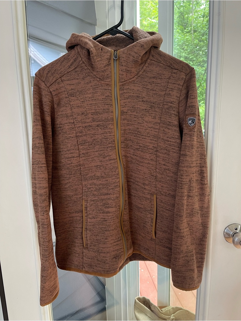 KÜHL Women’s Alfpaca Fleece Full Zip Hooded Sweater Jacket Gold/Brown Size M